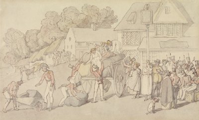 Die Ankunft einer Milizkompanie in einem Gasthaus von Thomas Rowlandson